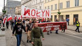 Protesters in Poland commemorate the victims of mass killings committed by Ukrainian nationalists during World War II.