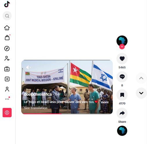 A post by 'Deep Dive Africa' promoting an Israeli medical mission to Togo, published by Viginum, June 11, 2026