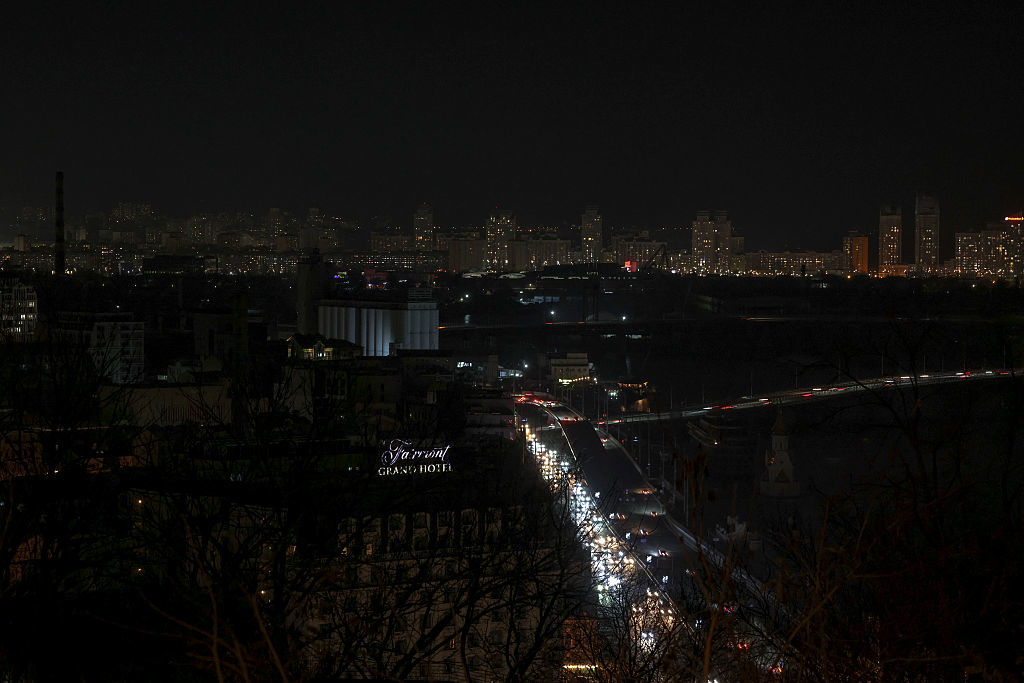 A view of a power outage in Kiev, Ukraine, November 14, 2025
