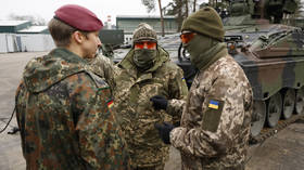 FILE PHOTO of Ukrainian service members at a military training center in Munster, Germany.