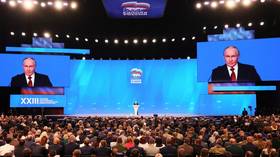 Putin speaking at Russia’s ruling party congress