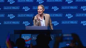 Alternative for Germany (AfD) party co-chair Alice Weidel speaks at her party's campaign event in Saxony-Anhalt, Germany, on July 18, 2026.