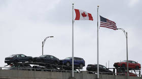 A vehicle truck enters the US from Niagara Falls, Canada, February 4, 2025