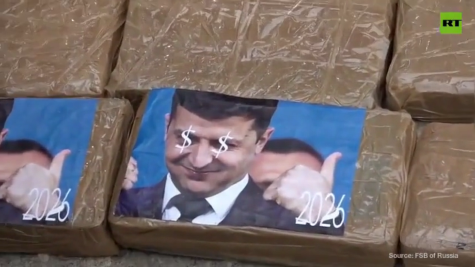 Zelensky portraits appear on cocaine bricks seized by Russia’s FSB