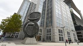 A building housing the Brussels-based depository, Euroclear, is seen ion October 17, 2025.