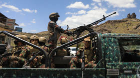 Houthi militants are seen in Bani Matar District of the Sanaa Governorate, Yemen, September 12, 2026.