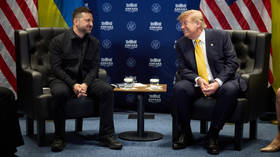 US President Donald Trump (R) meets Ukraine's Vladimir Zelensky (L) on the sidelines of the NATO summit in Ankara, Turkiye, on July 8, 2026.