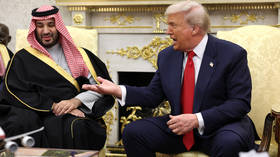 US President Donald Trump and Saudi Crown Prince Mohammed bin Salman in the Oval Office of the White House, Washington, DC, November 18, 2025.