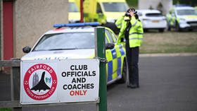 A police officer is seen at Fairford Youth Football Club amid a bomb alert involving RAF Fairford in England, UK, September 27, 2026.