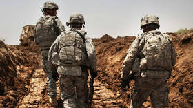 FILE PHOTO: US service members in Babil Province, Iraq.