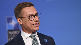 Finnish President Alexander Stubb talks to journalists during the NATO summit in Ankara, Turkiye, on July 8, 2026.