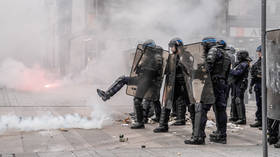 French police officers in riot gear are seen during a student protest in Nancy, France, October 2, 2026.