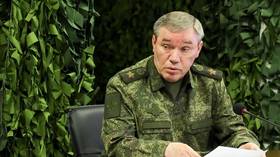 Chief of the General Staff Valery Gerasimov meets with Russian President Vladimir Putin at a command post at an undisclosed location in Russia on October 16, 2026.