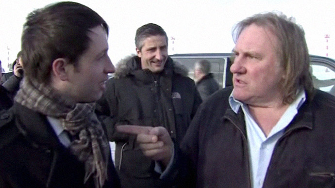 Gerard Depardieu speaking with RT's Tom Barton