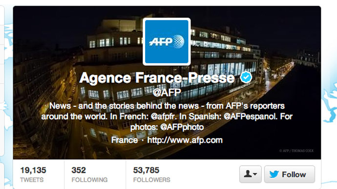 AFP Twitter feed hacked, flooded with pro-Assad tweets