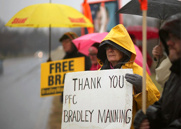 Protesters from the Bradley Manning Support Group. (AFP Photo / Mark Wilson)