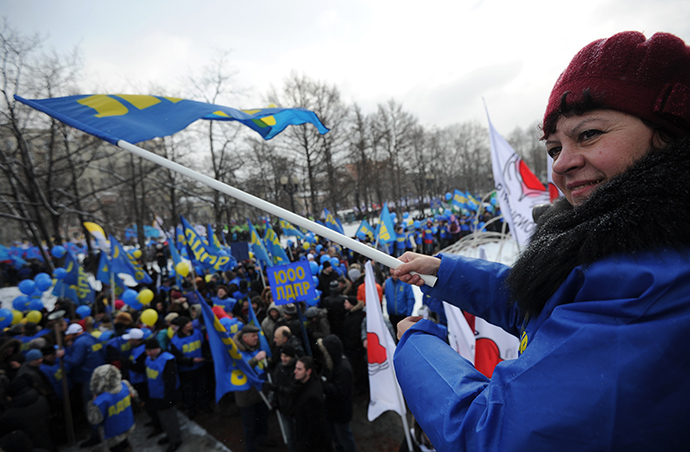 People march during a rally in defence of Russian children in Moscow, March 2, 2013. (RIA Novosti / Ramil Sitdikov)