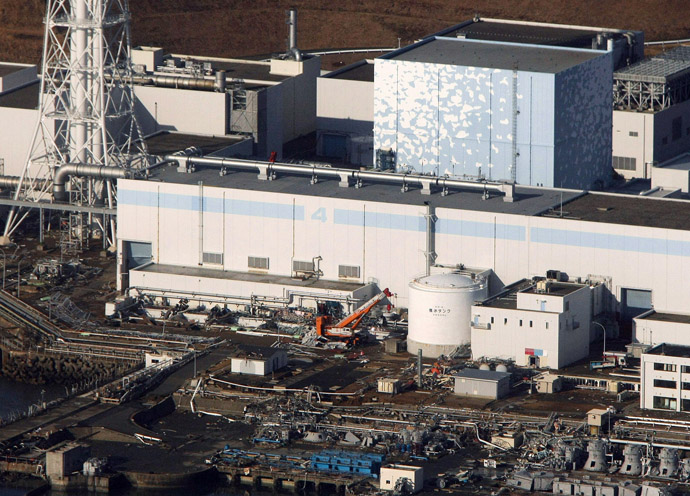 An aerial view shows the quake-damaged Fukushima nuclear power plant in the Japanese town of Futaba, Fukushima prefecture on March 12, 2011. (AFP Photo/JiJi Press)