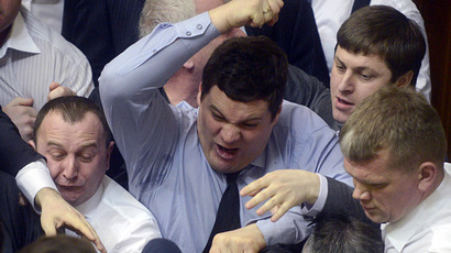 Parliament punch-up: Ukrainian nationalists slammed by opposition for inspiring crisis in southeast