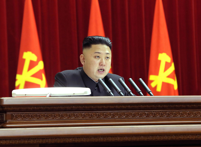 North Korean leader Kim Jong-Un attending the plenary meeting of the Central Committee of the Workers' Party of Korea in Pyongyang (AFP Photo / KCNA via KNS)