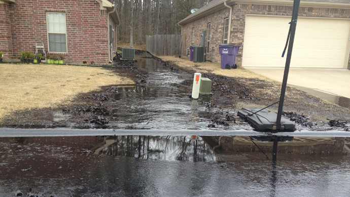 Oil spillage in a Mayflower, Arkansas neighborhood (Source: Chris Harrell)