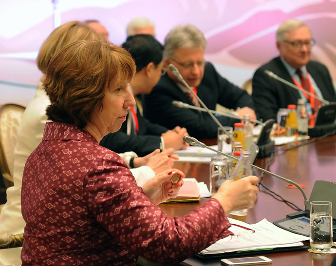 EU foreign policy chief Catherine Ashton takes part the talks on Iran's nuclear programme in the Kazakh city of Almaty on April 5, 2013.(AFP Photo / Ilyas Omarov)