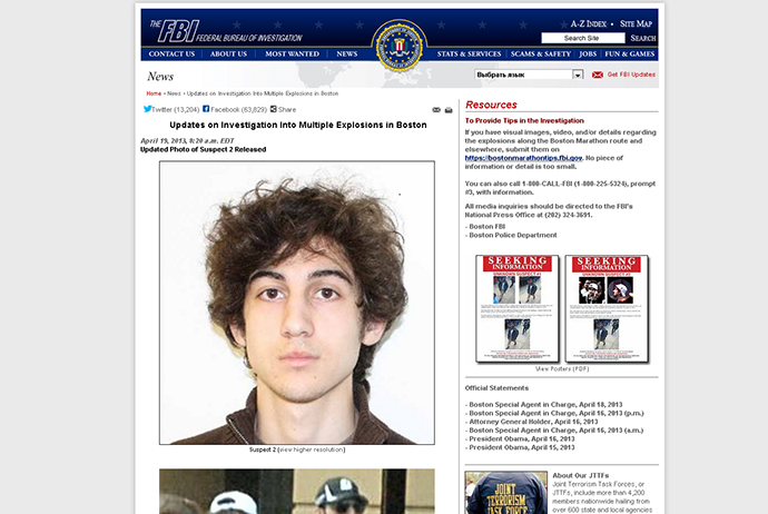 A screenshot from fbi.gov