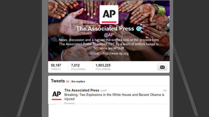 AP Twitter account hacked, 'explosions at White House' tweet crashes DOW