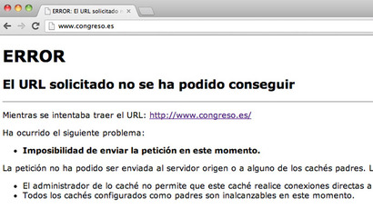 Anonymous attacks website of Spanish parliament as Madrid faces mass protest