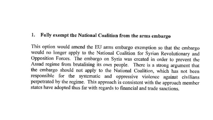 Fully exempt the National Coalition from the arms embargo