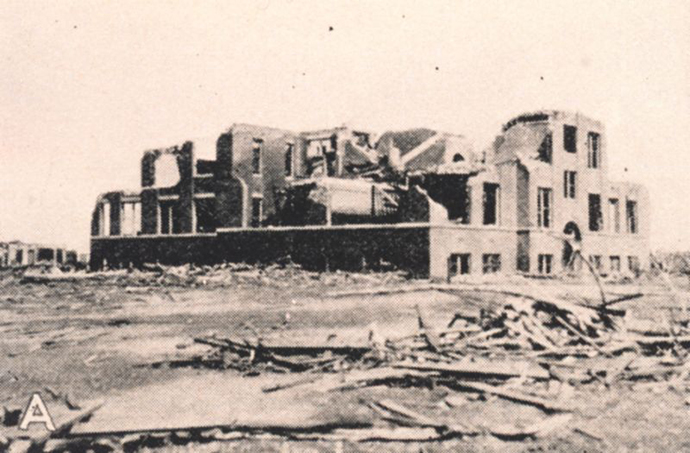 This is a photograph of damage to the Longfellow school in Murphysboro (IL) where 17 students were killed by the Tri-State Tornado of 18 March 1925. (Image from wikipedia.org)
