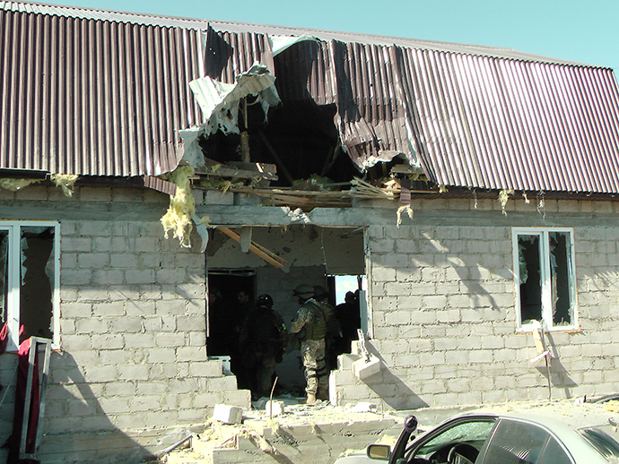 Russian Special Forces troops search a building following the shootout in Nazran District of the North Caucasus Republic of Ingushetia on May 21, 2013. Photo: National Antiterrorism Committee (NAC)