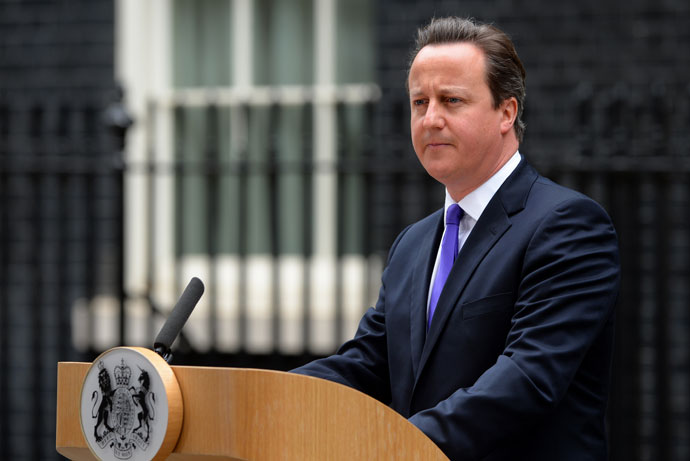 Britian's prime Minister David Cameron addresses media representatives at 10 Downing Street in London on May 23, 2013.(AFP Photo / Leon Neal)