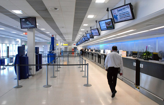 A flight check-in area is pictured at Aberdeen Airport in Scotland, where 3 CIA Rendition flights allegedly landed. (AFP Photo / Scott Campbell)