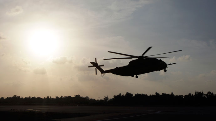 An Israeli Air Force Sikorsky CH-53 helicopter lands in the Tel Nof air base in central Israel.(Reuters / Baz Ratner)
