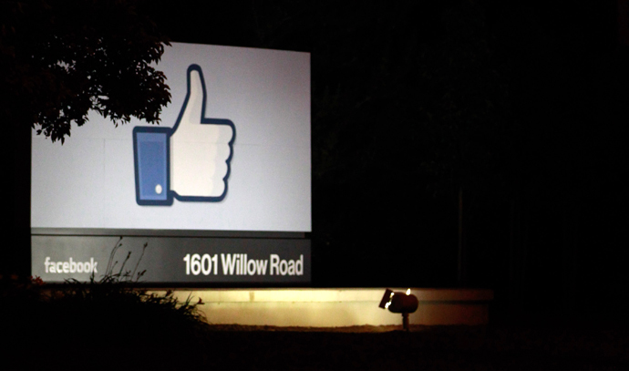 A 'like' sign stands at the entrance of Facebook headquarters in Menlo Park, California. (AFP Photo / Getty Images / Stephen Lam)