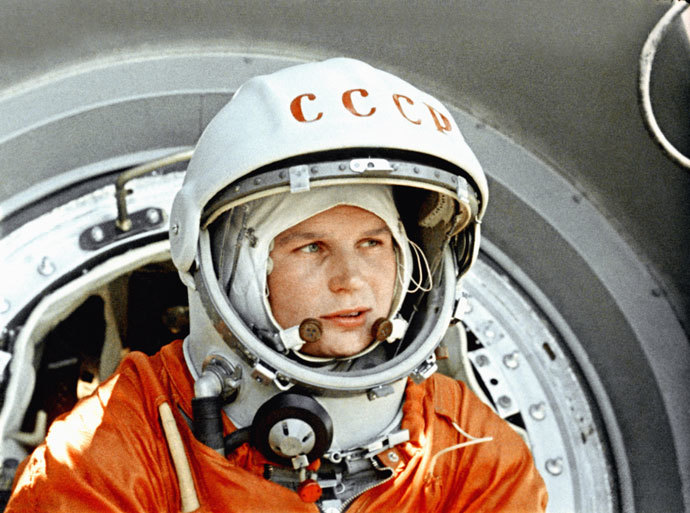 Screenshot of a "Soviets in Space" documentary. Depicting a soviet cosmonaut and Hero of the Soviet Union Valentina Tereshkova.(RIA Novosti)