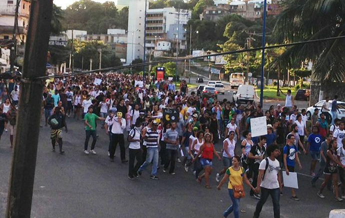Photo shows peaceful protest in the city of Salvador on Saturday