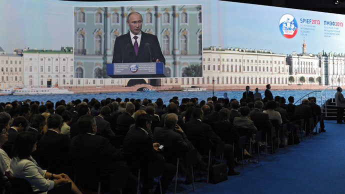 President Vladimir Putin speaks at the 17th St. Petersburg International Economic Forum. (RIA Novosti/Michael Klimentyev)