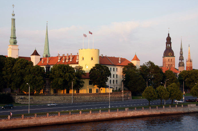 View of the Presidential Castle, center, from the Daugava River in Riga. (RIA Novosti/Oksana Dzhadan)