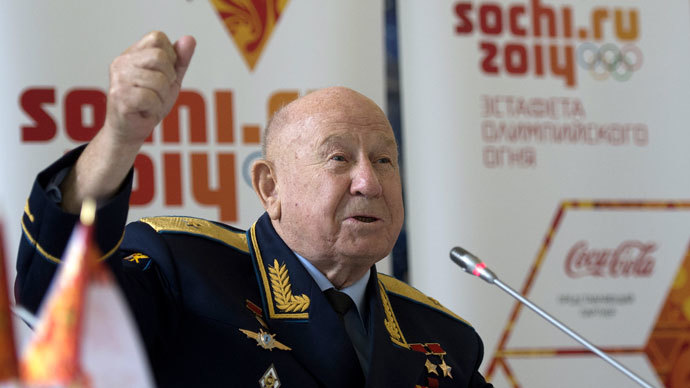 Aleksey Leonov, pilot-cosmonaut, twice hero of the Soviet Union, during a news conference on signing an agreement between Sochi 2014 Organizing Committee and the Federal Space Agency (Roscosmos) at the Gagarin Cosmonaut Training Center in the Moscow Region.(RIA Novosti / Alexander Vilf)
