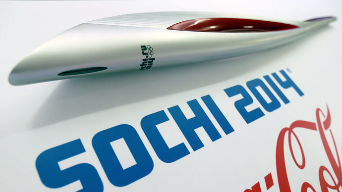 The Olympic torch of the 2014 Sochi Winter Olympics.(RIA Novosti / Anton Denisov)