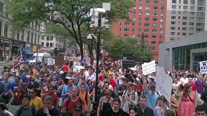 Restore the Fourth protesters march in New York City (image by @TimKarr)