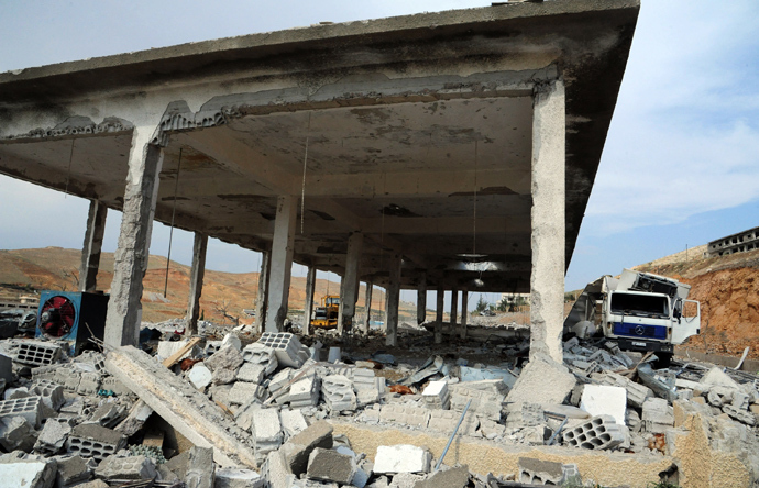 A handout picture released by the Syrian Arab News Agency (SANA) on May 5, 2013, allegedly shows, "the damage caused by an Israeli strike" according to SANA (AFP Photo)
