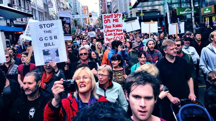 Kiwis on the march: Thousands turn out against new spy powers in New Zealand