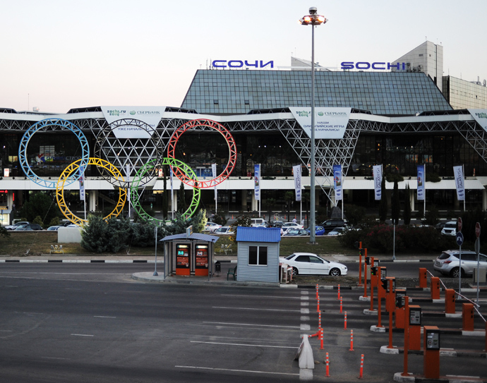 The Sochi airport and Olympic rings (RIA Novosti / Alexey Maishev)