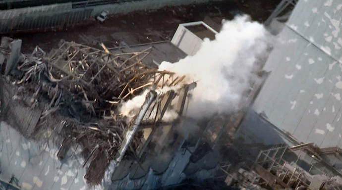 The damage to TEPCO's No.1 Fukushima nuclear power plant's third reactor building in the town of Okuma, Fubata district in Fukushima prefecture (AFP Photo)