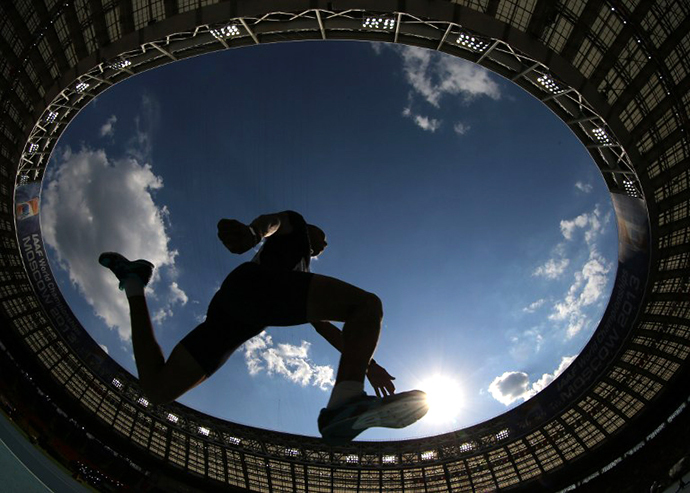 IAAF World Championships at the Luzhniki stadium in Moscow on August 18, 2013. (AFP Photo / Adrian Dennis)