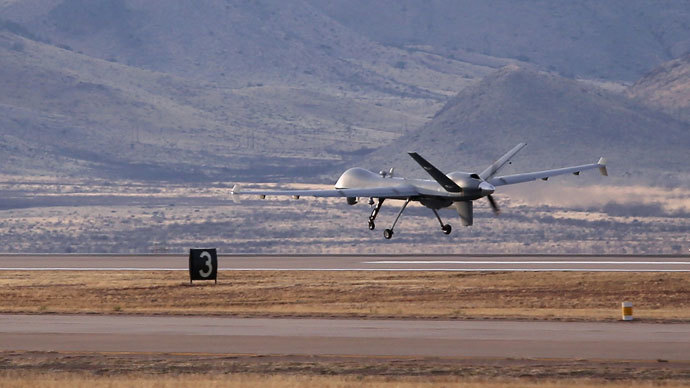 A Predator drone operated by U.S. Office of Air and Marine (OAM), takes off for a surveillance flight near the Mexican border.(AFP Photo / John Moore)