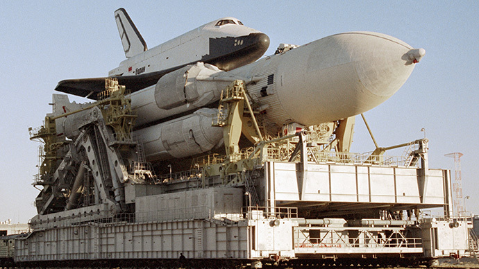 he Energiya space rocket system comprising a launch vehicle and the Buran reusable shuttle, 1988. (RIA Novosti / Alexander Mokletsov)